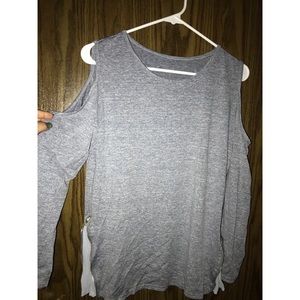 Open Shoulder Long-sleeve Top, zipper sides